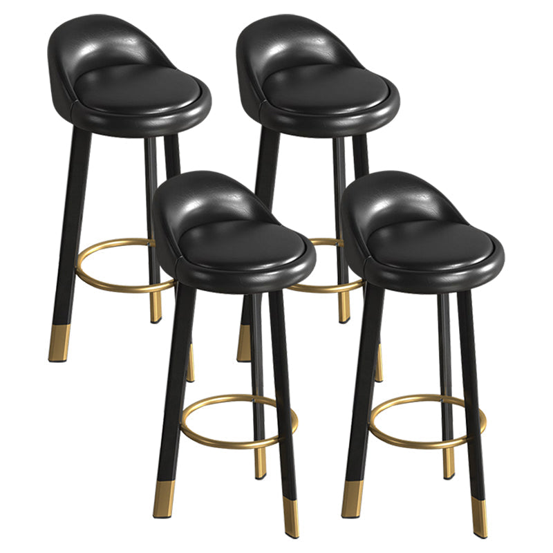 Metal Modern Kitchen Dining Room Armless Stool Low Back Bar Stool Black 4 Piece Set Clearhalo 'Bar Furniture' 'Bar Stools' 'bar_stools' 'furn' 'furn_bar_stools' 'Furniture' 'furniture_bar_stools' 'Kitchen & Dining Furniture' 4850796
