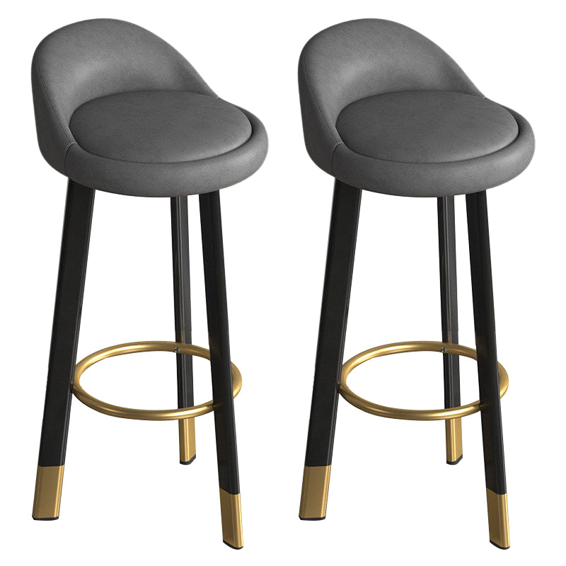 Metal Modern Kitchen Dining Room Armless Stool Low Back Bar Stool Dark Gray 2 Piece Set Clearhalo 'Bar Furniture' 'Bar Stools' 'bar_stools' 'furn' 'furn_bar_stools' 'Furniture' 'furniture_bar_stools' 'Kitchen & Dining Furniture' 4850800