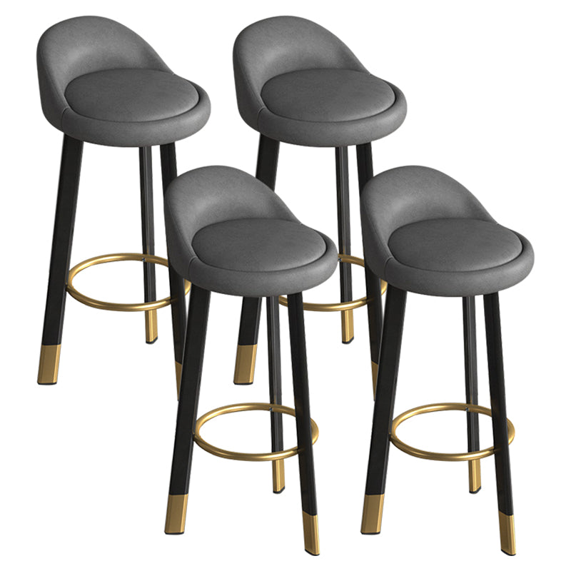 Metal Modern Kitchen Dining Room Armless Stool Low Back Bar Stool Dark Gray 4 Piece Set Clearhalo 'Bar Furniture' 'Bar Stools' 'bar_stools' 'furn' 'furn_bar_stools' 'Furniture' 'furniture_bar_stools' 'Kitchen & Dining Furniture' 4850801
