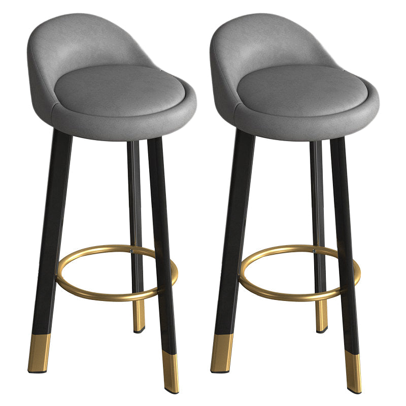 Metal Modern Kitchen Dining Room Armless Stool Low Back Bar Stool Light Gray 2 Piece Set Clearhalo 'Bar Furniture' 'Bar Stools' 'bar_stools' 'furn' 'furn_bar_stools' 'Furniture' 'furniture_bar_stools' 'Kitchen & Dining Furniture' 4850804