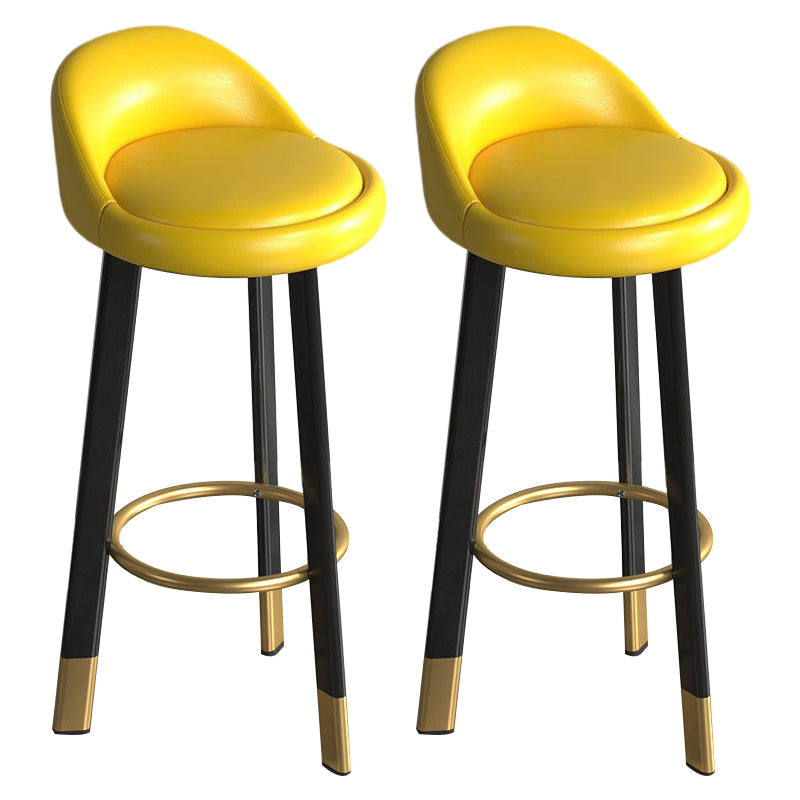 Metal Modern Kitchen Dining Room Armless Stool Low Back Bar Stool Yellow 2 Piece Set Clearhalo 'Bar Furniture' 'Bar Stools' 'bar_stools' 'furn' 'furn_bar_stools' 'Furniture' 'furniture_bar_stools' 'Kitchen & Dining Furniture' 4850807