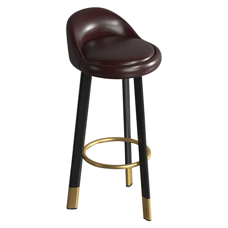 Metal Modern Kitchen Dining Room Armless Stool Low Back Bar Stool Brown 1 Piece Clearhalo 'Bar Furniture' 'Bar Stools' 'bar_stools' 'furn' 'furn_bar_stools' 'Furniture' 'furniture_bar_stools' 'Kitchen & Dining Furniture' 4850809