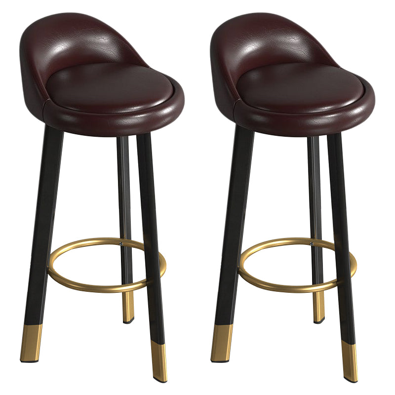 Metal Modern Kitchen Dining Room Armless Stool Low Back Bar Stool Brown 2 Piece Set Clearhalo 'Bar Furniture' 'Bar Stools' 'bar_stools' 'furn' 'furn_bar_stools' 'Furniture' 'furniture_bar_stools' 'Kitchen & Dining Furniture' 4850810