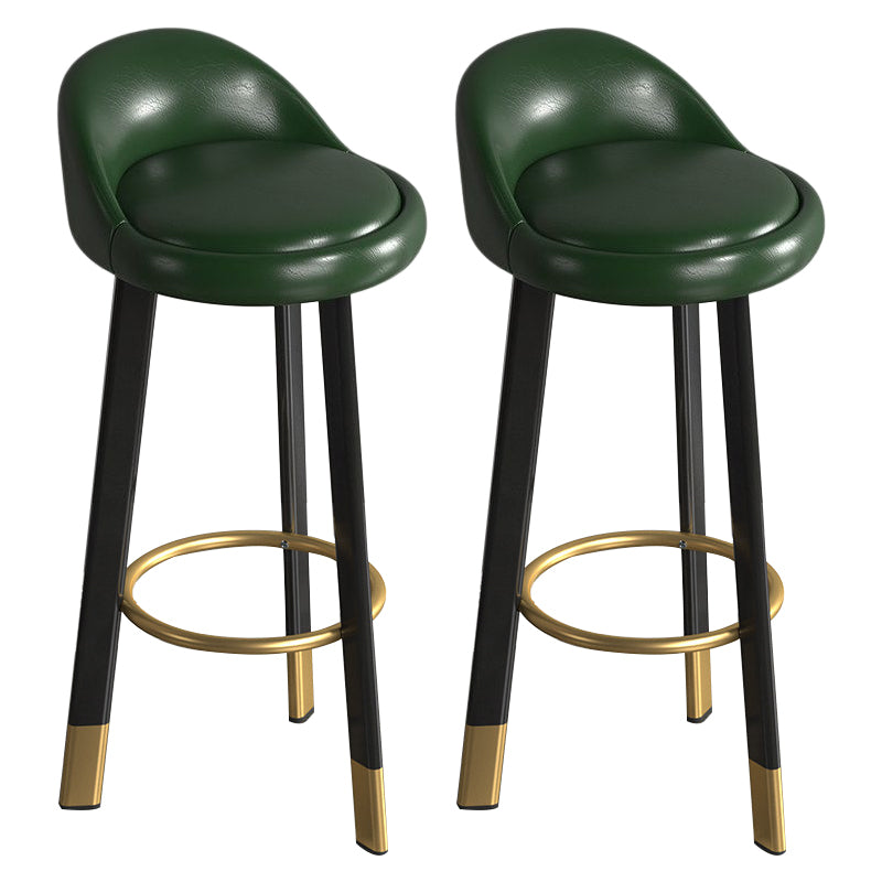 Metal Modern Kitchen Dining Room Armless Stool Low Back Bar Stool Green 2 Piece Set Clearhalo 'Bar Furniture' 'Bar Stools' 'bar_stools' 'furn' 'furn_bar_stools' 'Furniture' 'furniture_bar_stools' 'Kitchen & Dining Furniture' 4850816