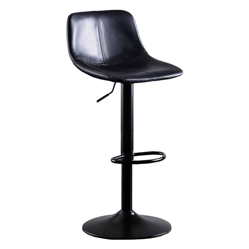 Industrial Bar and Counter Stool Low Back Stool with Pedestal Base in Black Textured Black 1 Piece Clearhalo 'Bar Furniture' 'Bar Stools' 'bar_stools' 'furn' 'furn_bar_stools' 'Furniture' 'furniture_bar_stools' 'Kitchen & Dining Furniture' 4850823