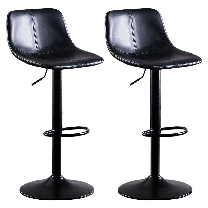 Industrial Bar and Counter Stool Low Back Stool with Pedestal Base in Black Textured Black 2 Piece Set Clearhalo 'Bar Furniture' 'Bar Stools' 'bar_stools' 'furn' 'furn_bar_stools' 'Furniture' 'furniture_bar_stools' 'Kitchen & Dining Furniture' 4850825