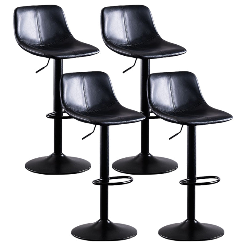 Industrial Bar and Counter Stool Low Back Stool with Pedestal Base in Black Textured Black 4 Piece Set Clearhalo 'Bar Furniture' 'Bar Stools' 'bar_stools' 'furn' 'furn_bar_stools' 'Furniture' 'furniture_bar_stools' 'Kitchen & Dining Furniture' 4850827
