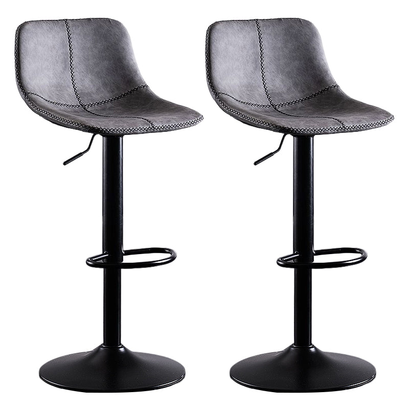 Industrial Bar and Counter Stool Low Back Stool with Pedestal Base in Black Grey 2 Piece Set Clearhalo 'Bar Furniture' 'Bar Stools' 'bar_stools' 'furn' 'furn_bar_stools' 'Furniture' 'furniture_bar_stools' 'Kitchen & Dining Furniture' 4850830