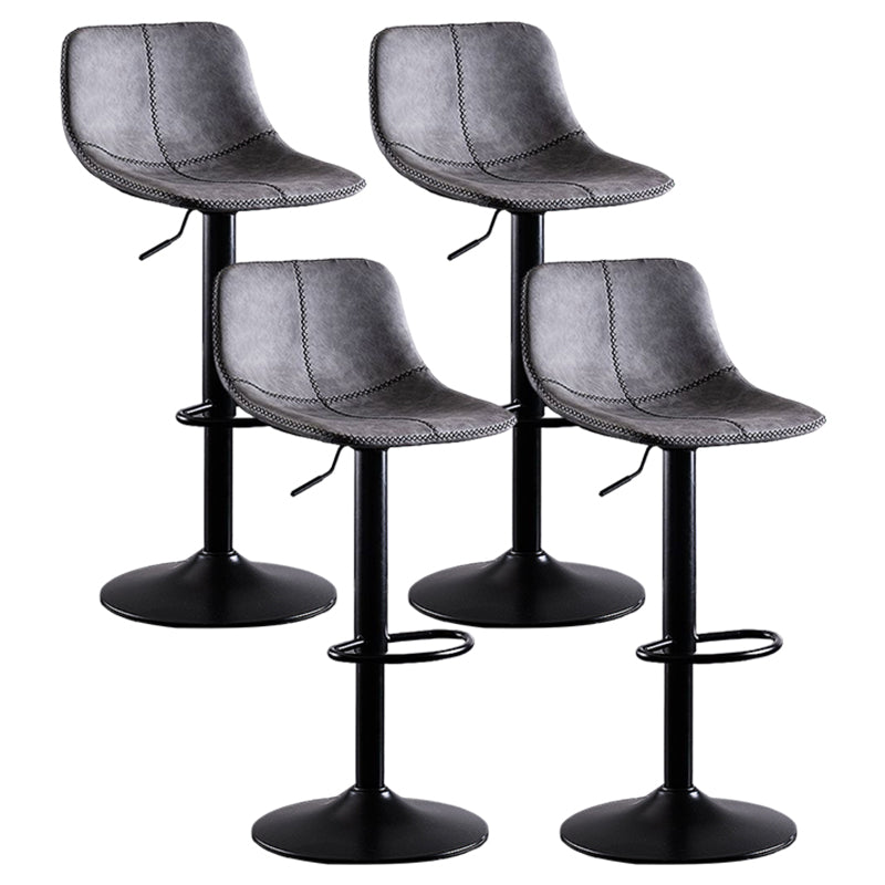 Industrial Bar and Counter Stool Low Back Stool with Pedestal Base in Black Grey 4 Piece Set Clearhalo 'Bar Furniture' 'Bar Stools' 'bar_stools' 'furn' 'furn_bar_stools' 'Furniture' 'furniture_bar_stools' 'Kitchen & Dining Furniture' 4850832