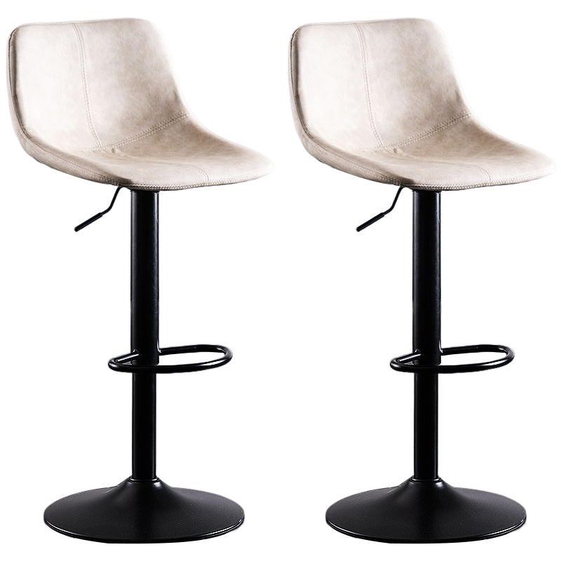 Industrial Bar and Counter Stool Low Back Stool with Pedestal Base in Black Off-White 2 Piece Set Clearhalo 'Bar Furniture' 'Bar Stools' 'bar_stools' 'furn' 'furn_bar_stools' 'Furniture' 'furniture_bar_stools' 'Kitchen & Dining Furniture' 4850835