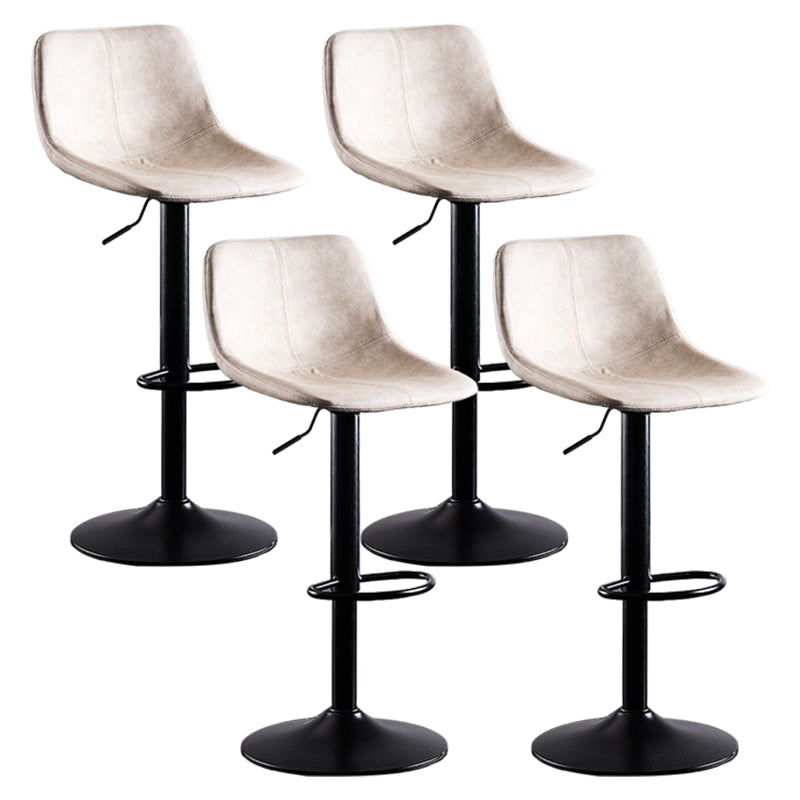 Industrial Bar and Counter Stool Low Back Stool with Pedestal Base in Black Off-White 4 Piece Set Clearhalo 'Bar Furniture' 'Bar Stools' 'bar_stools' 'furn' 'furn_bar_stools' 'Furniture' 'furniture_bar_stools' 'Kitchen & Dining Furniture' 4850836