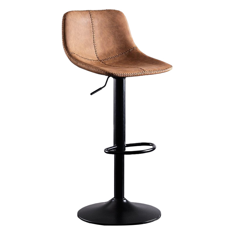 Industrial Bar and Counter Stool Low Back Stool with Pedestal Base in Black Brown 1 Piece Clearhalo 'Bar Furniture' 'Bar Stools' 'bar_stools' 'furn' 'furn_bar_stools' 'Furniture' 'furniture_bar_stools' 'Kitchen & Dining Furniture' 4850840