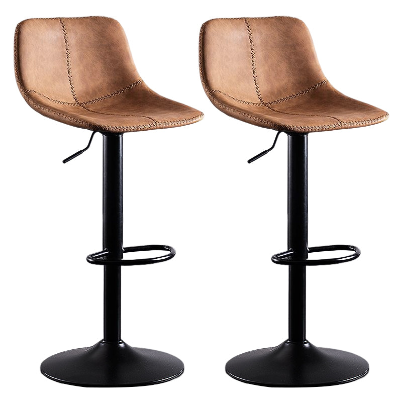 Industrial Bar and Counter Stool Low Back Stool with Pedestal Base in Black Brown 2 Piece Set Clearhalo 'Bar Furniture' 'Bar Stools' 'bar_stools' 'furn' 'furn_bar_stools' 'Furniture' 'furniture_bar_stools' 'Kitchen & Dining Furniture' 4850841