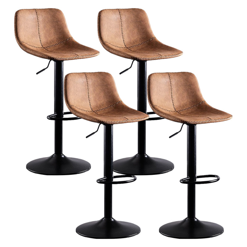 Industrial Bar and Counter Stool Low Back Stool with Pedestal Base in Black Brown 4 Piece Set Clearhalo 'Bar Furniture' 'Bar Stools' 'bar_stools' 'furn' 'furn_bar_stools' 'Furniture' 'furniture_bar_stools' 'Kitchen & Dining Furniture' 4850842