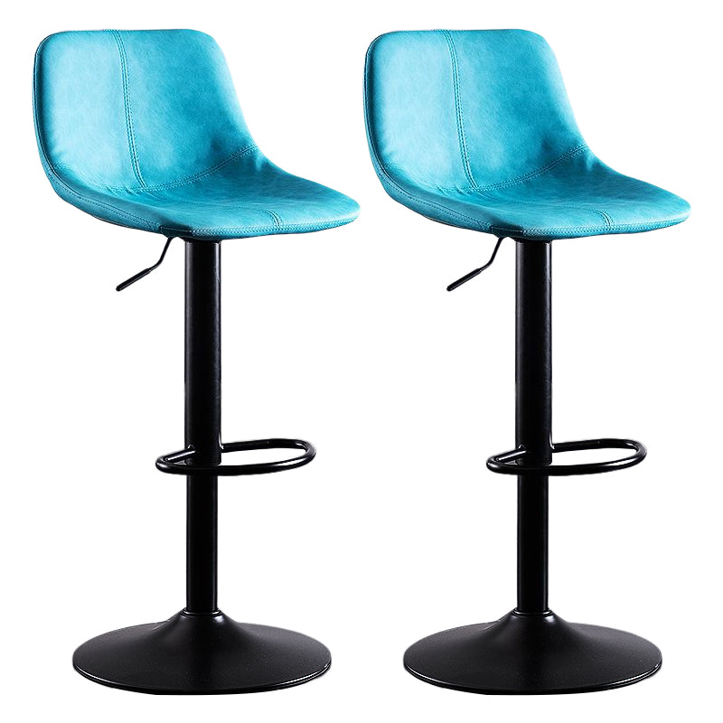 Industrial Bar and Counter Stool Low Back Stool with Pedestal Base in Black Blue 2 Piece Set Clearhalo 'Bar Furniture' 'Bar Stools' 'bar_stools' 'furn' 'furn_bar_stools' 'Furniture' 'furniture_bar_stools' 'Kitchen & Dining Furniture' 4850844