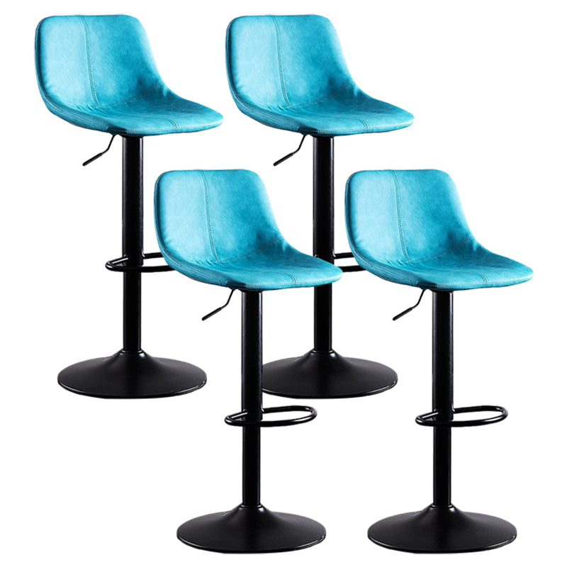Industrial Bar and Counter Stool Low Back Stool with Pedestal Base in Black Blue 4 Piece Set Clearhalo 'Bar Furniture' 'Bar Stools' 'bar_stools' 'furn' 'furn_bar_stools' 'Furniture' 'furniture_bar_stools' 'Kitchen & Dining Furniture' 4850845