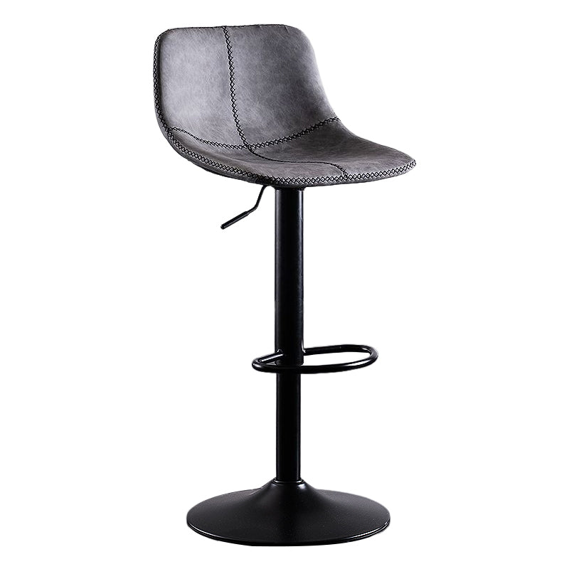Industrial Bar and Counter Stool Low Back Stool with Pedestal Base in Black Dark Gray-Black 1 Piece Clearhalo 'Bar Furniture' 'Bar Stools' 'bar_stools' 'furn' 'furn_bar_stools' 'Furniture' 'furniture_bar_stools' 'Kitchen & Dining Furniture' 4850846