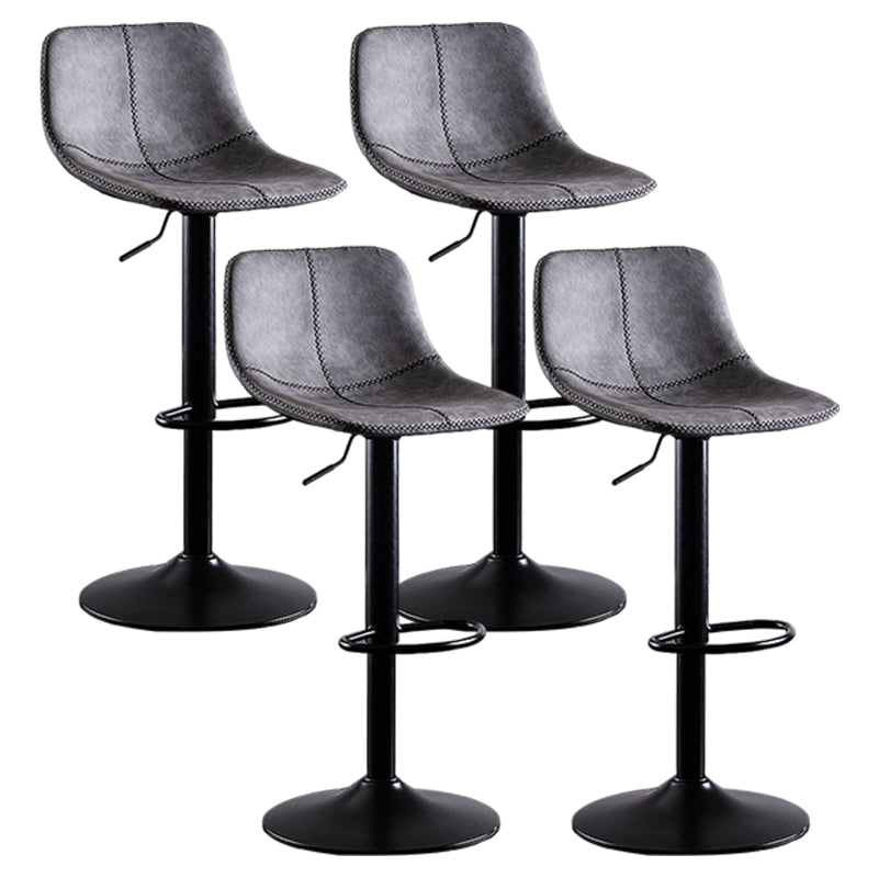 Industrial Bar and Counter Stool Low Back Stool with Pedestal Base in Black Dark Gray-Black 4 Piece Set Clearhalo 'Bar Furniture' 'Bar Stools' 'bar_stools' 'furn' 'furn_bar_stools' 'Furniture' 'furniture_bar_stools' 'Kitchen & Dining Furniture' 4850848