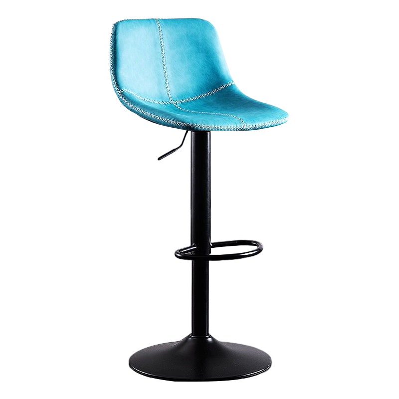Industrial Bar and Counter Stool Low Back Stool with Pedestal Base in Black Dark Blue 1 Piece Clearhalo 'Bar Furniture' 'Bar Stools' 'bar_stools' 'furn' 'furn_bar_stools' 'Furniture' 'furniture_bar_stools' 'Kitchen & Dining Furniture' 4850849