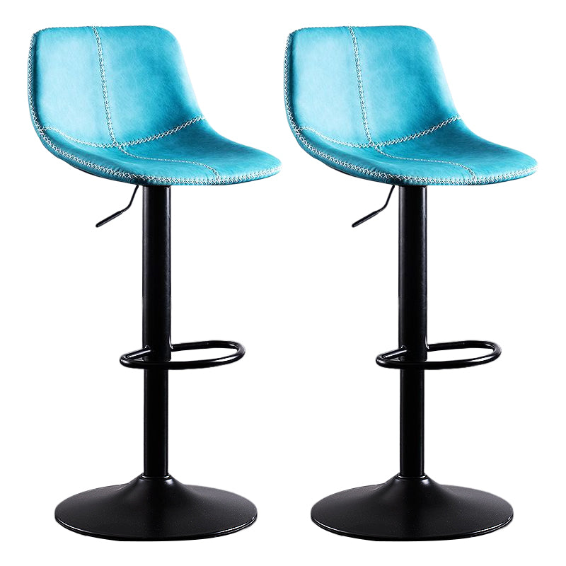 Industrial Bar and Counter Stool Low Back Stool with Pedestal Base in Black Dark Blue 2 Piece Set Clearhalo 'Bar Furniture' 'Bar Stools' 'bar_stools' 'furn' 'furn_bar_stools' 'Furniture' 'furniture_bar_stools' 'Kitchen & Dining Furniture' 4850850