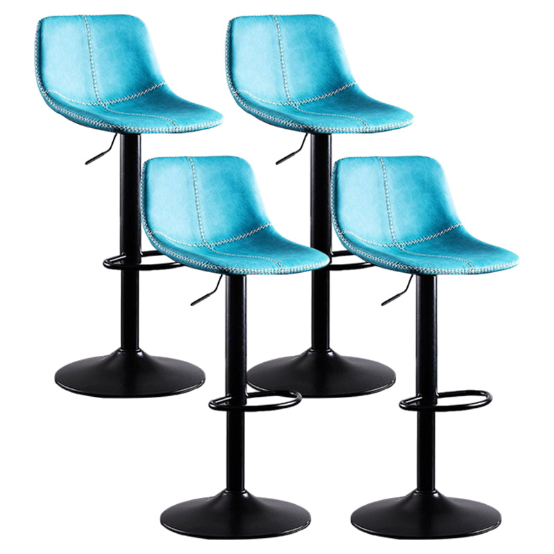 Industrial Bar and Counter Stool Low Back Stool with Pedestal Base in Black Dark Blue 4 Piece Set Clearhalo 'Bar Furniture' 'Bar Stools' 'bar_stools' 'furn' 'furn_bar_stools' 'Furniture' 'furniture_bar_stools' 'Kitchen & Dining Furniture' 4850851