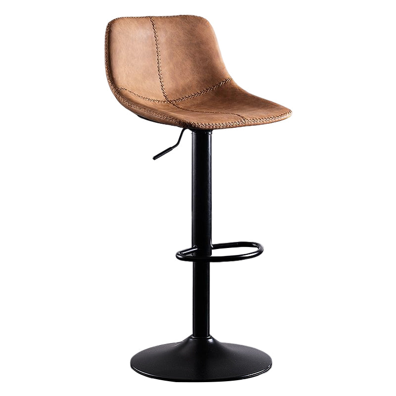 Industrial Bar and Counter Stool Low Back Stool with Pedestal Base in Black Dark Brown 1 Piece Clearhalo 'Bar Furniture' 'Bar Stools' 'bar_stools' 'furn' 'furn_bar_stools' 'Furniture' 'furniture_bar_stools' 'Kitchen & Dining Furniture' 4850852