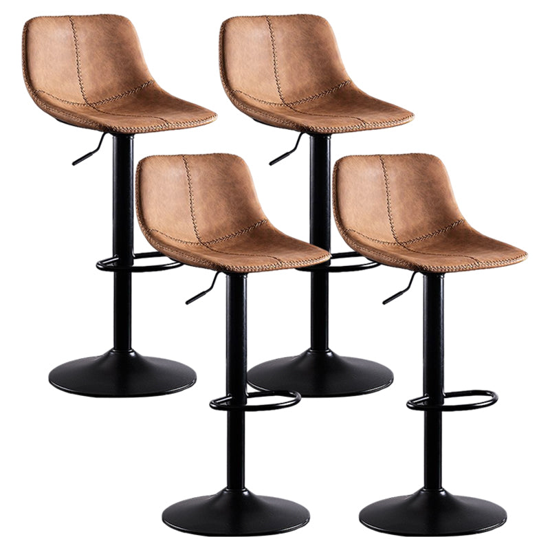 Industrial Bar and Counter Stool Low Back Stool with Pedestal Base in Black Dark Brown 4 Piece Set Clearhalo 'Bar Furniture' 'Bar Stools' 'bar_stools' 'furn' 'furn_bar_stools' 'Furniture' 'furniture_bar_stools' 'Kitchen & Dining Furniture' 4850854