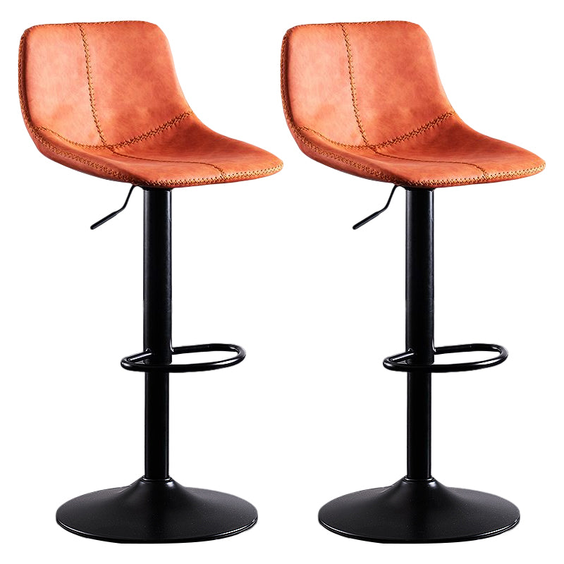 Industrial Bar and Counter Stool Low Back Stool with Pedestal Base in Black Orange 2 Piece Set Clearhalo 'Bar Furniture' 'Bar Stools' 'bar_stools' 'furn' 'furn_bar_stools' 'Furniture' 'furniture_bar_stools' 'Kitchen & Dining Furniture' 4850859