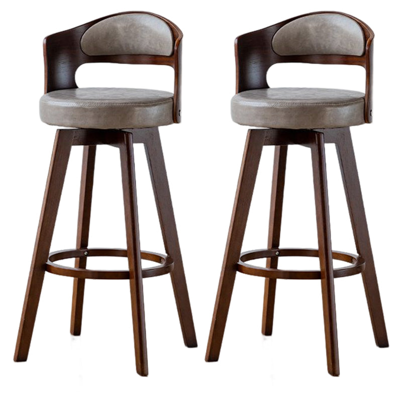 Contemporary Style Low Back Barstools with Cushion Upholstered Bar Stools Grey Brown Leather Clearhalo 'Bar Furniture' 'Bar Stools' 'bar_stools' 'Furniture' 'furniture_bar_stools' 'Kitchen & Dining Furniture' 4850912
