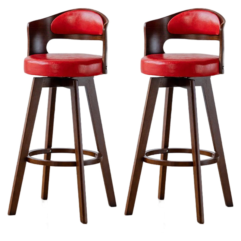Contemporary Style Low Back Barstools with Cushion Upholstered Bar Stools Red Brown Leather Clearhalo 'Bar Furniture' 'Bar Stools' 'bar_stools' 'Furniture' 'furniture_bar_stools' 'Kitchen & Dining Furniture' 4850914