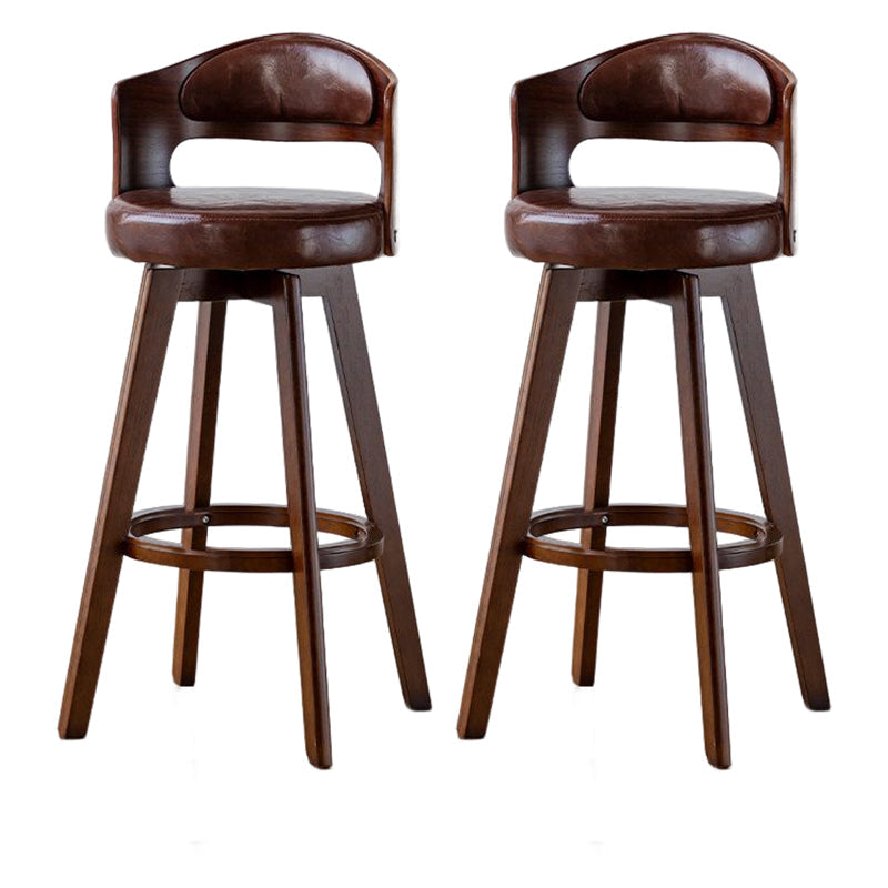 Contemporary Style Low Back Barstools with Cushion Upholstered Bar Stools Brown Brown Leather Clearhalo 'Bar Furniture' 'Bar Stools' 'bar_stools' 'Furniture' 'furniture_bar_stools' 'Kitchen & Dining Furniture' 4850917