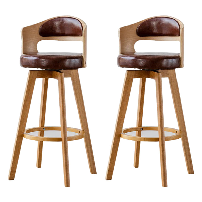 Contemporary Style Low Back Barstools with Cushion Upholstered Bar Stools Brown Natural Leather Clearhalo 'Bar Furniture' 'Bar Stools' 'bar_stools' 'Furniture' 'furniture_bar_stools' 'Kitchen & Dining Furniture' 4850920