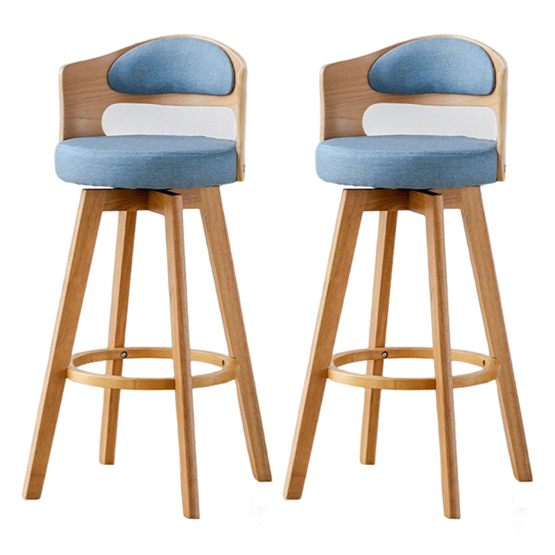 Contemporary Style Low Back Barstools with Cushion Upholstered Bar Stools Blue Natural Cotton Clearhalo 'Bar Furniture' 'Bar Stools' 'bar_stools' 'Furniture' 'furniture_bar_stools' 'Kitchen & Dining Furniture' 4850924