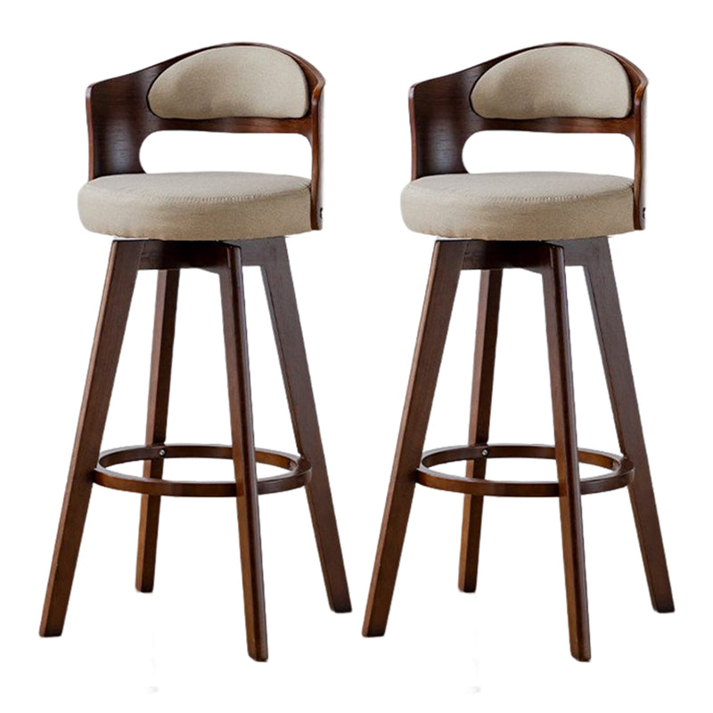 Contemporary Style Low Back Barstools with Cushion Upholstered Bar Stools Khaki Brown Cotton Clearhalo 'Bar Furniture' 'Bar Stools' 'bar_stools' 'Furniture' 'furniture_bar_stools' 'Kitchen & Dining Furniture' 4850928