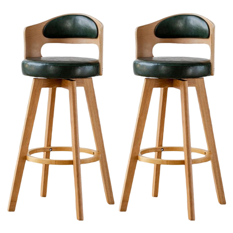 Contemporary Style Low Back Barstools with Cushion Upholstered Bar Stools Blackish Green Natural Leather Clearhalo 'Bar Furniture' 'Bar Stools' 'bar_stools' 'Furniture' 'furniture_bar_stools' 'Kitchen & Dining Furniture' 4850931
