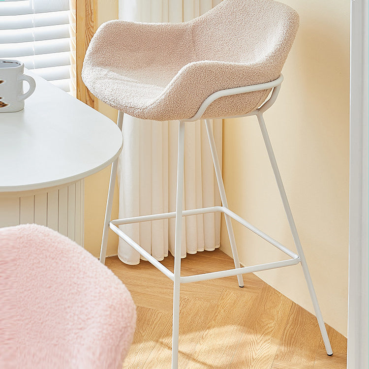 Scandinavian Upholstered Armed Bar Stool Matte Finish Footrest Home Stool Clearhalo 'Bar Furniture' 'Bar Stools' 'bar_stools' 'furn' 'furn_bar_stools' 'Furniture' 'furniture_bar_stools' 'Kitchen & Dining Furniture' 4850994