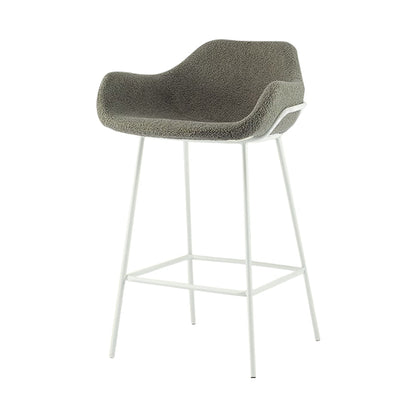 Scandinavian Upholstered Armed Bar Stool Matte Finish Footrest Home Stool Grey 1 Piece Clearhalo 'Bar Furniture' 'Bar Stools' 'bar_stools' 'furn' 'furn_bar_stools' 'Furniture' 'furniture_bar_stools' 'Kitchen & Dining Furniture' 4850995