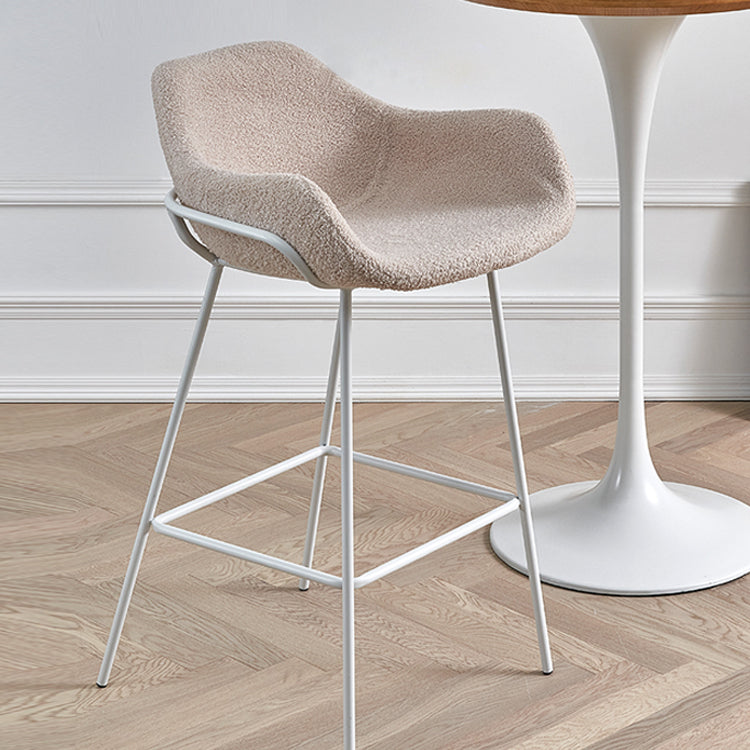 Scandinavian Upholstered Armed Bar Stool Matte Finish Footrest Home Stool Clearhalo 'Bar Furniture' 'Bar Stools' 'bar_stools' 'furn' 'furn_bar_stools' 'Furniture' 'furniture_bar_stools' 'Kitchen & Dining Furniture' 4850997