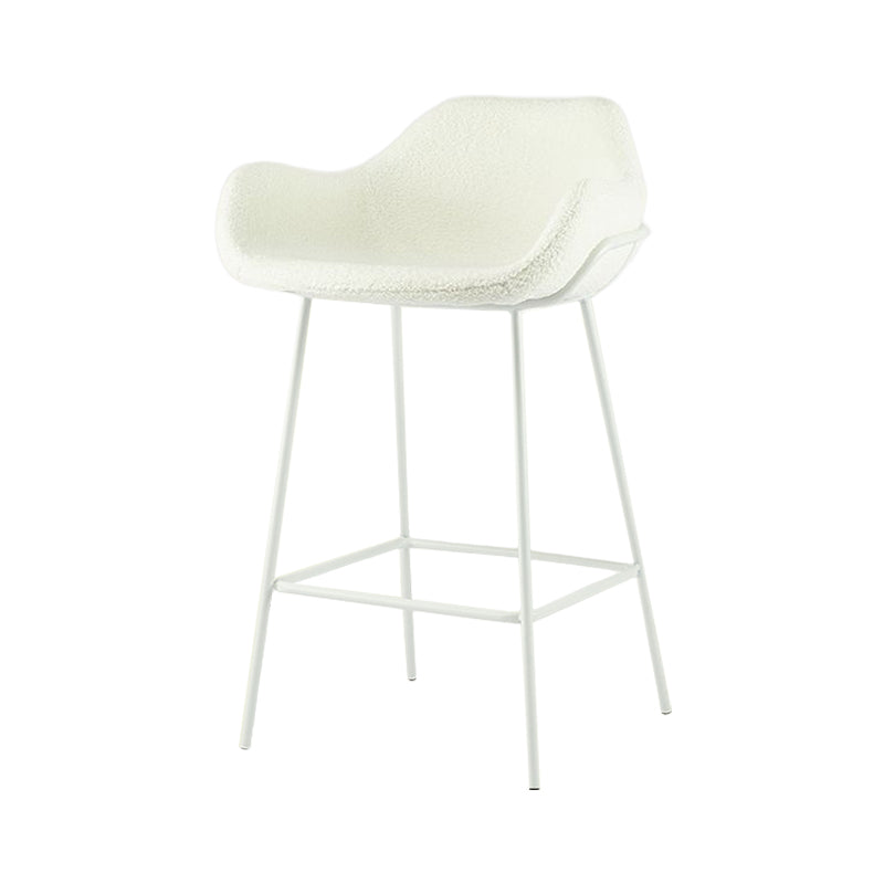 Scandinavian Upholstered Armed Bar Stool Matte Finish Footrest Home Stool White 1 Piece Clearhalo 'Bar Furniture' 'Bar Stools' 'bar_stools' 'furn' 'furn_bar_stools' 'Furniture' 'furniture_bar_stools' 'Kitchen & Dining Furniture' 4850998