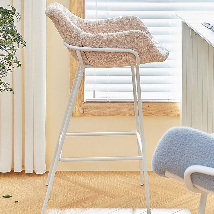 Scandinavian Upholstered Armed Bar Stool Matte Finish Footrest Home Stool Clearhalo 'Bar Furniture' 'Bar Stools' 'bar_stools' 'furn' 'furn_bar_stools' 'Furniture' 'furniture_bar_stools' 'Kitchen & Dining Furniture' 4850999