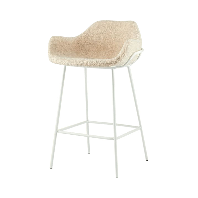 Scandinavian Upholstered Armed Bar Stool Matte Finish Footrest Home Stool Khaki 1 Piece Clearhalo 'Bar Furniture' 'Bar Stools' 'bar_stools' 'furn' 'furn_bar_stools' 'Furniture' 'furniture_bar_stools' 'Kitchen & Dining Furniture' 4851002