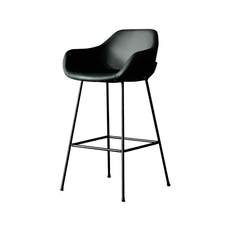 Scandinavian Upholstered Armed Bar Stool Matte Finish Footrest Home Stool Blackish Green 1 Piece Clearhalo 'Bar Furniture' 'Bar Stools' 'bar_stools' 'furn' 'furn_bar_stools' 'Furniture' 'furniture_bar_stools' 'Kitchen & Dining Furniture' 4851007