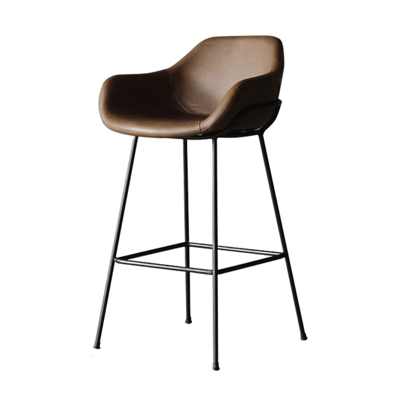 Scandinavian Upholstered Armed Bar Stool Matte Finish Footrest Home Stool Coffee 1 Piece Clearhalo 'Bar Furniture' 'Bar Stools' 'bar_stools' 'furn' 'furn_bar_stools' 'Furniture' 'furniture_bar_stools' 'Kitchen & Dining Furniture' 4851010