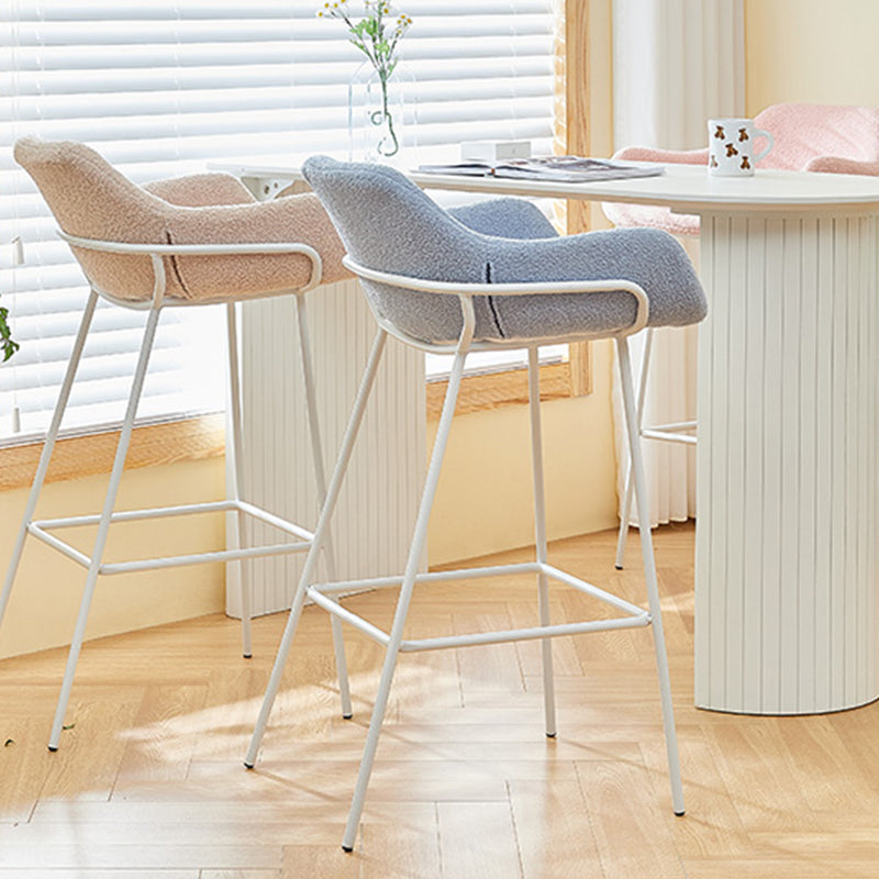 Scandinavian Upholstered Armed Bar Stool Matte Finish Footrest Home Stool Clearhalo 'Bar Furniture' 'Bar Stools' 'bar_stools' 'furn' 'furn_bar_stools' 'Furniture' 'furniture_bar_stools' 'Kitchen & Dining Furniture' 4851014