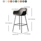 Scandinavian Upholstered Armed Bar Stool Matte Finish Footrest Home Stool Clearhalo 'Bar Furniture' 'Bar Stools' 'bar_stools' 'furn' 'furn_bar_stools' 'Furniture' 'furniture_bar_stools' 'Kitchen & Dining Furniture' 4851015