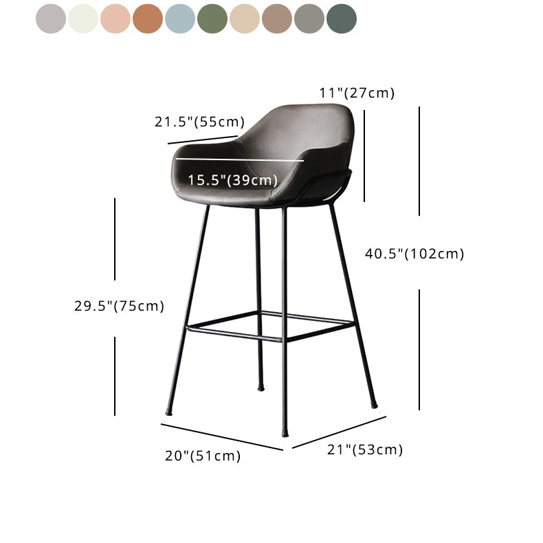 Scandinavian Upholstered Armed Bar Stool Matte Finish Footrest Home Stool Clearhalo 'Bar Furniture' 'Bar Stools' 'bar_stools' 'furn' 'furn_bar_stools' 'Furniture' 'furniture_bar_stools' 'Kitchen & Dining Furniture' 4851016