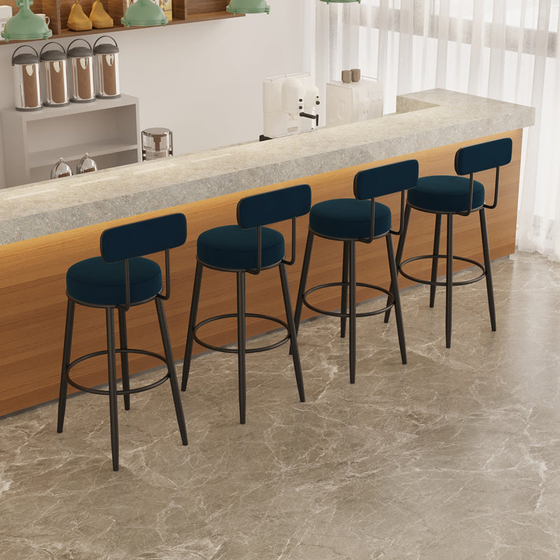 Scandinavian Velvet Footrest Bar Stool Matte Finish Low Back Home Stool Clearhalo 'Bar Furniture' 'Bar Stools' 'bar_stools' 'furn' 'furn_bar_stools' 'Furniture' 'furniture_bar_stools' 'Kitchen & Dining Furniture' 4851091