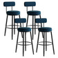 Scandinavian Velvet Footrest Bar Stool Matte Finish Low Back Home Stool Dark Blue 4 Piece Set Clearhalo 'Bar Furniture' 'Bar Stools' 'bar_stools' 'furn' 'furn_bar_stools' 'Furniture' 'furniture_bar_stools' 'Kitchen & Dining Furniture' 4851092