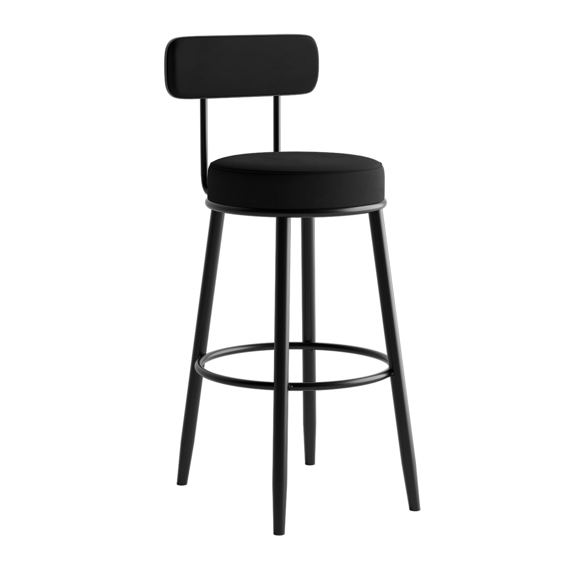 Scandinavian Velvet Footrest Bar Stool Matte Finish Low Back Home Stool Black 1 Piece Clearhalo 'Bar Furniture' 'Bar Stools' 'bar_stools' 'furn' 'furn_bar_stools' 'Furniture' 'furniture_bar_stools' 'Kitchen & Dining Furniture' 4851093