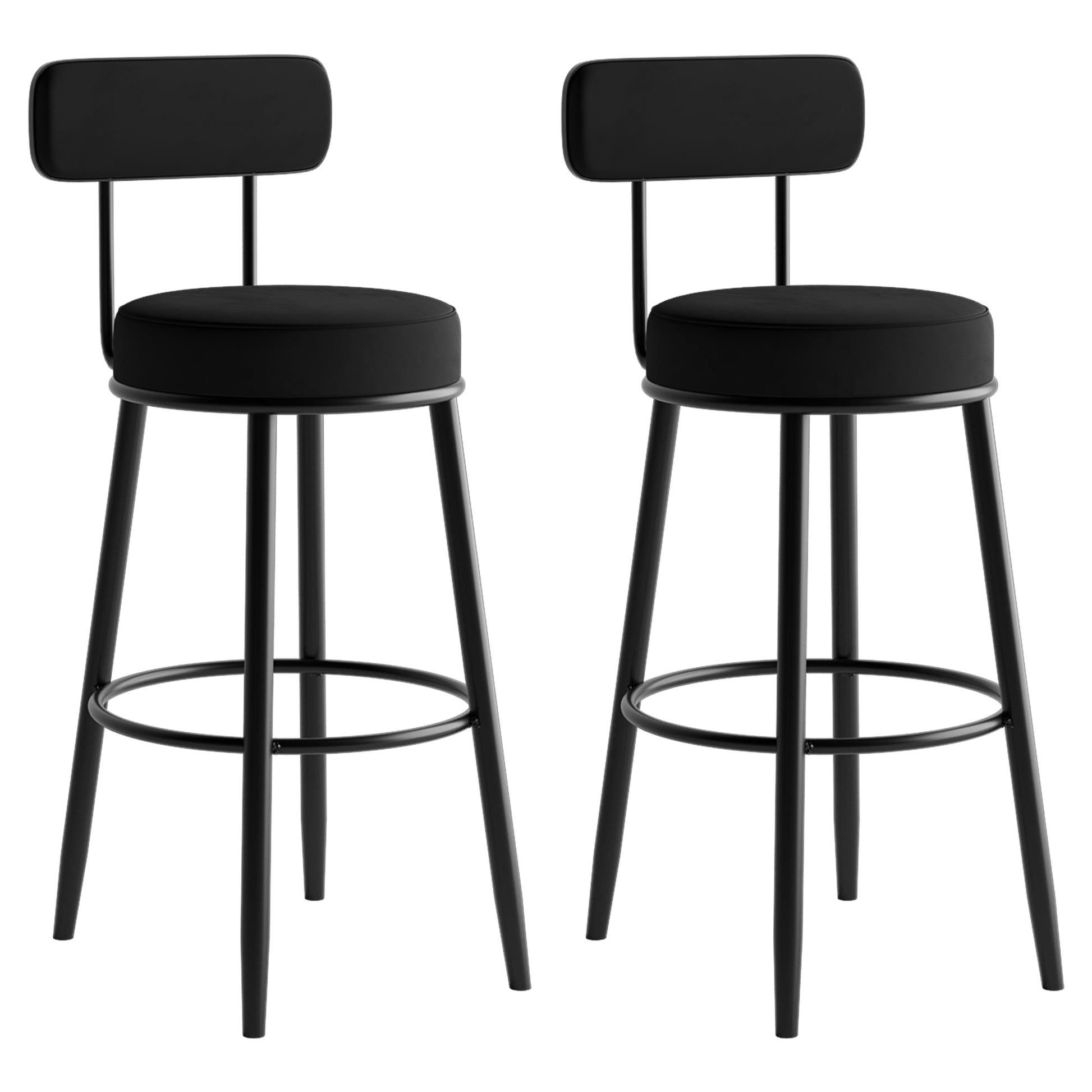 Scandinavian Velvet Footrest Bar Stool Matte Finish Low Back Home Stool 2 Piece Set Clearhalo 'Bar Furniture' 'Bar Stools' 'bar_stools' 'furn' 'furn_bar_stools' 'Furniture' 'furniture_bar_stools' 'Kitchen & Dining Furniture' 4851095